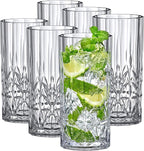 Amazing Abby - Vika - 18-Ounce Plastic Highball Glasses (Set of 6), Plastic Cocktail Glasses, Reusable, BPA-Free, Shatter-Proof, Dishwasher-Safe, Perfect for Poolside, Outdoors, Camping, and More