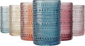 Khen Beaded Highball Drinking Tumbler Set | Set of 6 | Holiday Decor Vintage Hobnail 12 OZ Muted Bubble Design Whiskey Glassware, Old-Fashioned, Embossed Design Glass for Water Wine, Cocktail