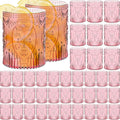 Qinyoung 48 Plastic Vintage Drinking Glasses 8.5oz Stemless Retro Embossed Wine Glasses Shatterproof Reusable Cups for Baby Shower Wedding Reception Grand Event Party (Pink)