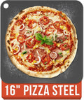 Chef Pomodoro Pizza Steel for Oven 16 Inch 1/4 Inch Thick, Baking Steel for Oven, Grill, Sourdough Bread, Baking Stone for Oven With Lifting H oles 16" X 16" (40.6 x 40.6 cm)