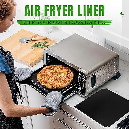 Toaster Oven Liners Reusable for Ninja Air Fryer Bottom Heat Resistant Mat 3 Pack, Compatible with Cuisinart Air Fryer Toaster Oven 12"x12" Airfryer Liner, Heavy Duty Nonstick Square Mats