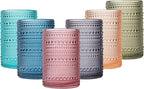 JOVGANK Colored Vintage Hobnail Drinking Glasses Set of 6, Water Tumbler 15oz, Kitchen & Bar Beaded Highball Glasses, Beverage Glass Cups for Water, Beer, Juice, Housewarming and Mother's Day Gift