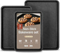 BAKKEN Kitchen Baking Pans - Small, Medium, and Large Cookie Pan (13.58×9.65, 15.75×11, 17.91×12.60), Nonstick, Diamond Texture Bottom, PFOA, PFOS, PTFE Free, Oven Safe (450°F), Pack of 3, Gray Marble