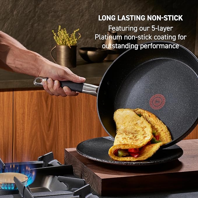 T-Fal Stone Force Platinum Non Stick Fry Pan 12 Inch, Oven Broiler Safe 400°F, Perfect for Frying, Sautéing, Searing, & Pan-Roasting, Cookware Skillet, Must Have, Pots & Pans, Dishwasher Safe, Black