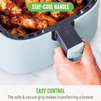 GreenLife 4.5QT Air Fryer, Mechanical Dial Controls, PFAS-Free Ceramic Nonstick Drawer, Adjustable Temp & Timer, LED Indicator, Oil-Less Cooking, Dishwasher Safe, Compact Family Size, Blue