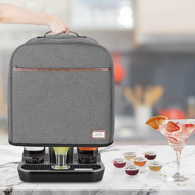 CURMIO Cocktail Machine Dust Cover Compatible with Bartesian Premium, Professional, Duet, Cocktail Maker Machine Dust Cover with Pockets for Cocktail Capsules, Gray, Patent Design