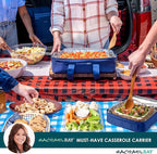 Rachael Ray Lugger Duo, Insulated Casserole Carrier for Hot or Cold Food, Thermal Lasanga Lugger Tote for Potluck, Parties, Picnic, and Cookouts, Fits 9" x 13" Baking Dish, Navy Gingham
