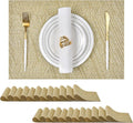 Leetaltree Gold Placemats Set of 24 - Heat Resistant Non-Slip Place mats for Dining Table, Washable Durable PVC Vinyl Woven Table Mats(Luxury Gold, 24)