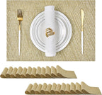 Leetaltree Gold Placemats Set of 24 - Heat Resistant Non-Slip Place mats for Dining Table, Washable Durable PVC Vinyl Woven Table Mats(Luxury Gold, 24)