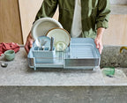 Joseph Joseph Extend Steel Plus Extendable Dish Rack Steel, Small to Large Dish Drainer with Wine Glass Holder & Drain Spout