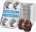 PLASTICPRO Aluminum Foil Muffin Pans Reusable and Disposable, Muffin & Pie foil Pan (50, 6 cavity XL)