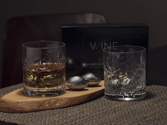 The Wine Savant Football Whiskey Stones, Superbowl Chillers, Whiskey Rocks, Great for Parties or for Bar Use Tool, 6 Stones Rocks Cubes for Whiskey, Bourbon Vodka, Scotch
