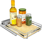 LYNK PROFESSIONAL® Élite™ Pull Out Spice Organization for Cabinets - 8-3/8 inch Wide – Spice Rack for Inside Cabinets – Wood/Chrome - Sliding Spice Rack Organizer for cabinet – Spice Rack - 1 Tier