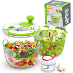 RTMAXCO Salad Spinner, 5L Large Capacity Lettuce Washer with Easy Spin Mechanism, BPA-Free Vegetable Dryer for Kitchen.