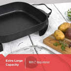 BLACK+DECKER Electric Skillet,Variable Temperature Control,Nonstick Cooking Surface,Dishwasher Safe,Tempered Glass Lid,12"x15",(Pack of 2)
