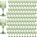 Plastic Wine Glasses, Plastic Goblets Vintage Style Cordial Unbreakable Drinking Glasses, Reusable Drinkware for Wedding Reception, Grand Event Party Supplies (100, New Green)