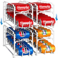 Simple Houseware Soda Can Organizer Stackable Rack Dispenser for Pantry/Refrigerator, White, 4 Pack