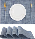 Leetaltree Deep Navy Woven Placemats Set of 4 - Heat Resistant Non-Slip Place mats for Dining Table, Washable Durable PVC Vinyl Woven Table Mats(Deep Navy, 4)