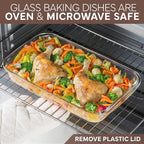 COOK WITH COLOR 8 PC. Glass Baking Dish Set with Lids - Deep Casserole Dish, Glass Food Container, Oven, Freezer and Microwave Safe, Clear Container, Brown