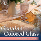 Yungala Pink Wine Glasses Set of 6 Vintage Hobnail Goblets 10 oz Transparent Glassware with Stems Dishwasher Safe