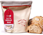 KNEADACE Reusable Bread Bags for Homemade Bread -Stylish Sourdough Bread Storage with Roll-Top Design, 100% Cotton & Food-Safe Lining, Freezer & Refrigerator Friendly, Gift for Bakers (Gray/Cream)