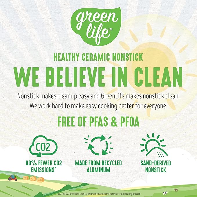 GreenLife Non Stick Fry Pan Set (7" & 10"), Non-Toxic PFAS-Free Ceramic Skillets, Dishwasher & Oven Safe, Egg Omelet Frying Pans, Stay- Cool Handles, Kitchen Home Cooking Essentials, Blue
