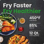 Chefman 12-Quart 5-in-1 Air Fryer Oven with Digital Timer, Touchscreen, and 12 Presets - Family Size Countertop Convection Oven, Dishwasher-Safe Parts