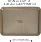 Kitchen Details Pro Series Large Baking Sheet | Dimensions: 17.5" x 11.8" x 1" | Nonstick | Gold | Nonstick |Diamond Base | Easy to Clean | Safe up 500 Degrees
