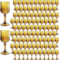 Plastic Wine Glasses, Plastic Goblets Vintage Style Cordial Unbreakable Drinking Glasses, Reusable Drinkware for Wedding Reception, Grand Event Party Supplies (100, Amber)