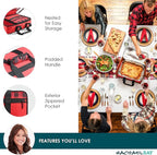 Rachael Ray Lugger Duo, Insulated Casserole Carrier for Hot or Cold Food, Thermal Lasanga Lugger Tote for Potluck, Parties, Picnic, and Cookouts, Fits 9" x 13" Baking Dish, Red Buffalo