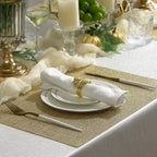 Leetaltree Gold Placemats Set of 4 - Heat Resistant Non-Slip Place mats for Dining Table, Washable Durable PVC Vinyl Woven Table Mats(Luxury Gold, 4)