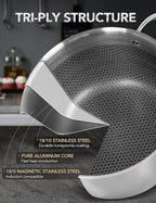 MICHELANGELO 6 Pcs Tri-ply Stainless Steel Pot Set, 2QT & 3QT & 8QT Pot with Lids, Nonstick HoneyComb Interior Cooking Pot Set, Compatible with All Cooktops, Oven & Dishwasher Safe