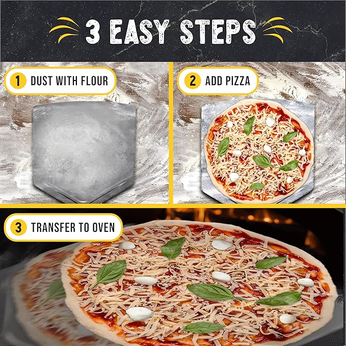 Checkered Chef Pizza Peel - Extra Large, Stainless Steel Metal Pizza Paddle with Folding Handle, Outdoor Pizza Oven Accessories - 13 Inch x 15 Inch