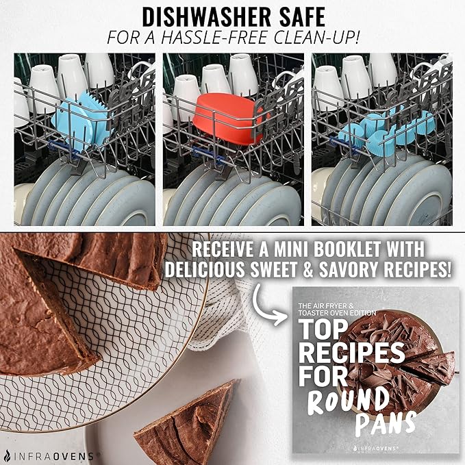 Air Fryer Baking Pan Set For Ninja DoubleStack 2-Basket 10QT SL401 Freezer, Airfryer Bakeware Sets with Cupcake Liners & Kitchen Conversion Chart, Nonstick Round Cake Molds for Baking