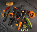 Zyliss Julienne Y Peeler – Ultra-Sharp Stainless Steel Blade for Carrots, Zucchini & Potatoes – Ergonomic Wheatstraw Grip – Built-in Eye Cutter & Safety Cover – Dishwasher Safe – Orange
