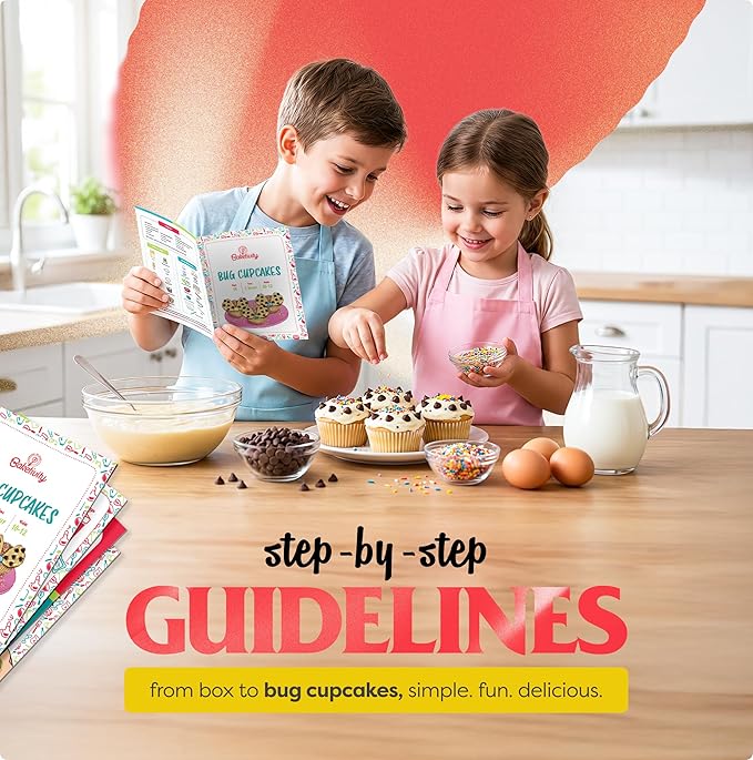 BAKETIVITY Kids Baking DIY Activity Kit - Bake Delicious Bug Cupcakes with Pre-Measured Ingredients – Best Gift Idea for Boys and Girls Ages 6-12