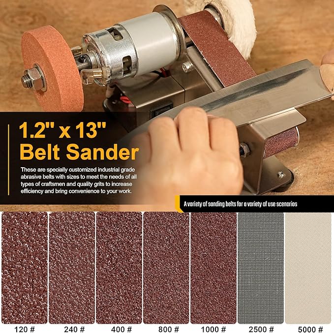 Multifunctional Electric Knife and Tool Sharpener, 7 Adjustable Speed Knife Making Belt Grinder Knife Sharpening System - For Hunting, Serrated & Kitchen Knives, Wood, Plastic, Crafts