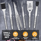 Dad Gifts, Dad Birthday Gifts from Daughter Son Heavy Duty Grilling Accessories Kit for Backyard BBQ, Thick Stainless Steel Grill Utensils with Non-Slip Handle Tool for Man on Christmas