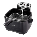 Amazon Basics 2.1-Qt (2.0L) Electric Deep Fryer with 8-Cup Oil Capacity, Adjustable Temperature Control, Timer, Easy Draining Removable Basket, Viewing Window, 1500W, Black