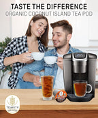 Coconut Rooibos Tea Pods for Keurig - Organic Ginger Tea, Rooibos, Cinnamon, Cardamom, Coconut by Coconut Island Teavity (24 Tea Pods)