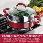 Rachael Ray Create Delicious Aluminum Nonstick Steam Set, 3-Quart, Red Shimmer