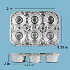 PLASTICPRO Aluminum Foil Muffin Pans Reusable and Disposable, Muffin & Pie foil Pan (20, 6 cavity XL)