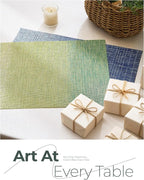 Leetaltree Gradient Green Woven Placemats Set of 24 - Heat Resistant Non-Slip Place mats for Dining Table, Washable Durable PVC Vinyl Woven Table Mats(Gradient Green, 24)