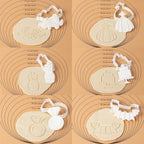 Flycalf Wedding Cookie Cutters Set of 7 with Plunger Stamps Holiday Gifts Baking Cake PLA Kitchen Diamond Love Ring Shapes for Kids 3.5" Mold Supplies Biscuit Tools