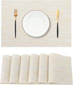 Leetaltree Wheat Placemats Set of 6 - Heat Resistant Non-Slip Place mats for Dining Table, Washable Durable PVC Vinyl Woven Table Mats（Wheat, 6）