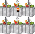WISELIFE Reusable Grocery Bags [6 Pack],Large Grocery Tote Bag Water Resistant Shopping Bags Foldable Grocery Bag for Clothes,Shoes and Picnic