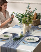 Leetaltree Gradient Blue Woven Placemats Set of 12 - Heat Resistant Non-Slip Place mats for Dining Table, Washable Durable PVC Vinyl Woven Table Mats(Gradient Blue, 12)