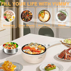 Dezin Hot Pot Electric with Steamer Upgraded, Non-Stick Sauté Pan, Rapid Noodles Electric Pot, 1.5L Mini Pot for Steak, Egg, Fried Rice, Ramen, Oatmeal, Soup with Power Adjustment