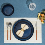 Pokini 32 Piece Starry Blue Dinnerware Set with Pasta Bowls, Coastal Reactive Glaze Stoneware for 8 | Complete Serving Set for Holiday Meals, Multi‑Dish Hosting & Family Celebrations