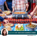 Rachael Ray Lugger Duo, Insulated Casserole Carrier for Hot or Cold Food, Thermal Lasanga Lugger Tote for Potluck, Parties, Picnic, and Cookouts, Fits 9" x 13" Baking Dish, Slate Stripe